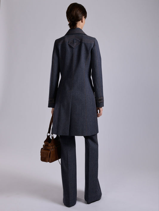 Manteau en denim de laine bleu