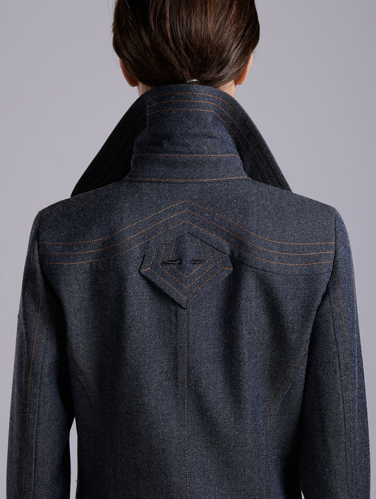 Manteau en denim de laine bleu