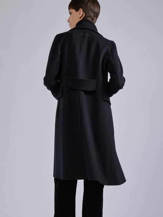 Manteau en laine et cachemire double face noir