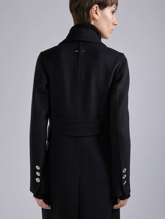 Manteau en laine et cachemire double face noir