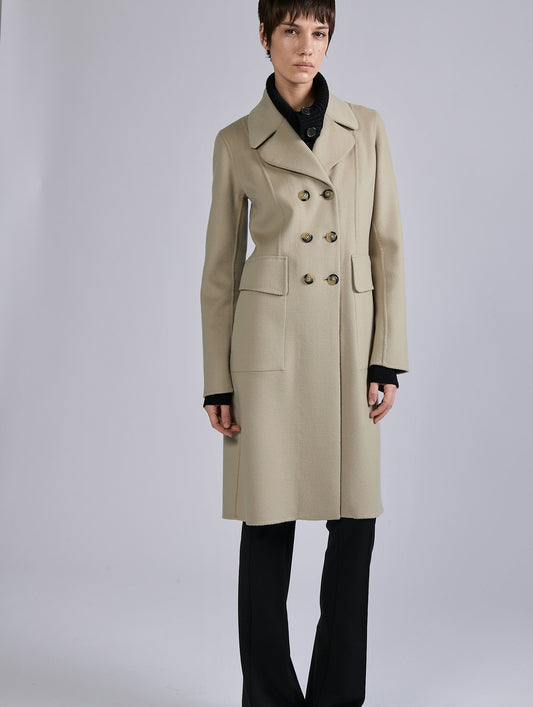 Manteau en laine et cachemire double face sable
