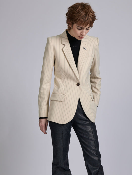 Veste à rayures tennis crème et cuivre