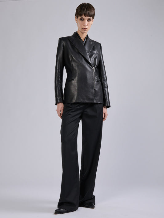 Black plongé leather jacket