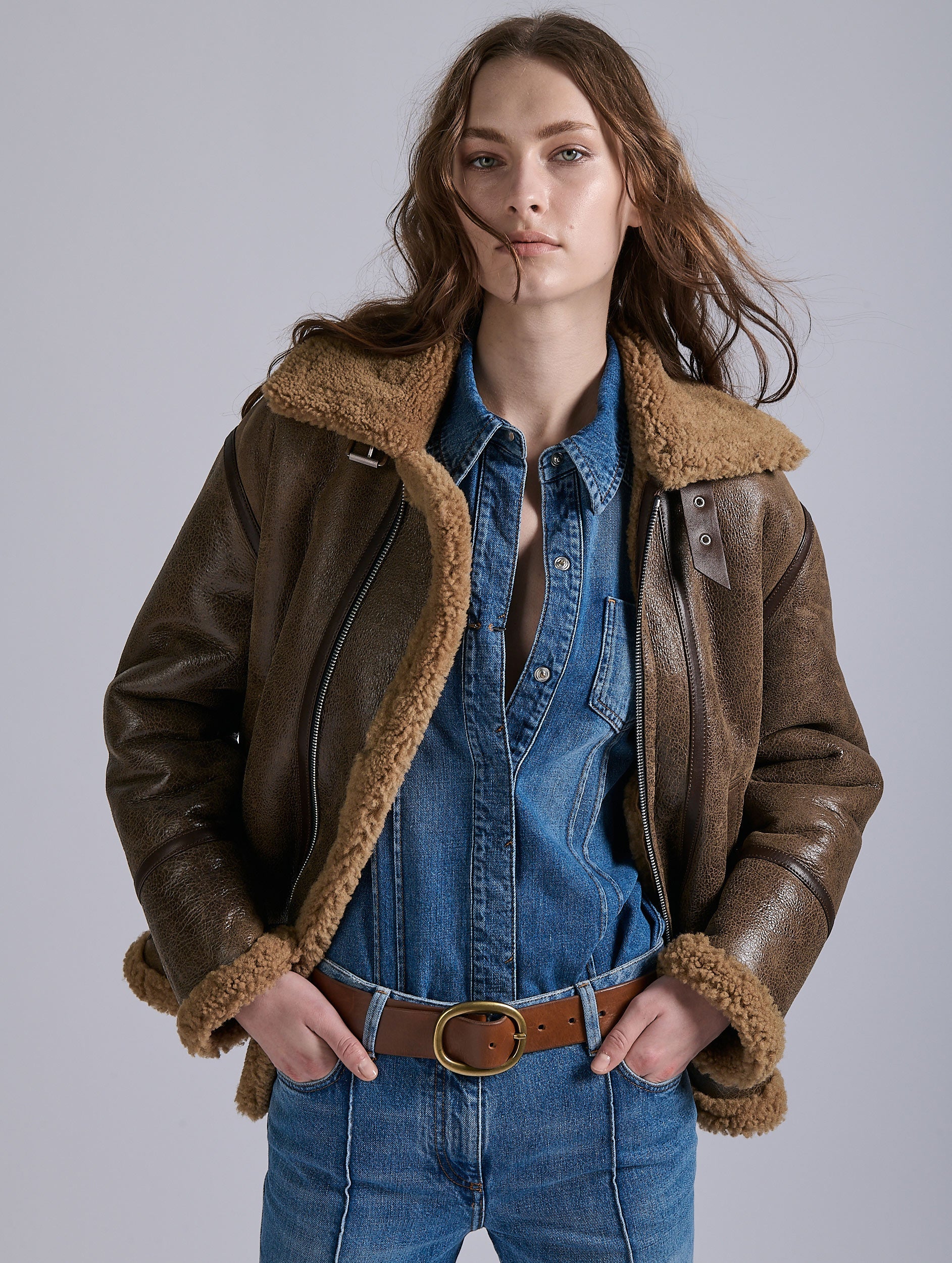 Blouson En Peau Lainee Femme