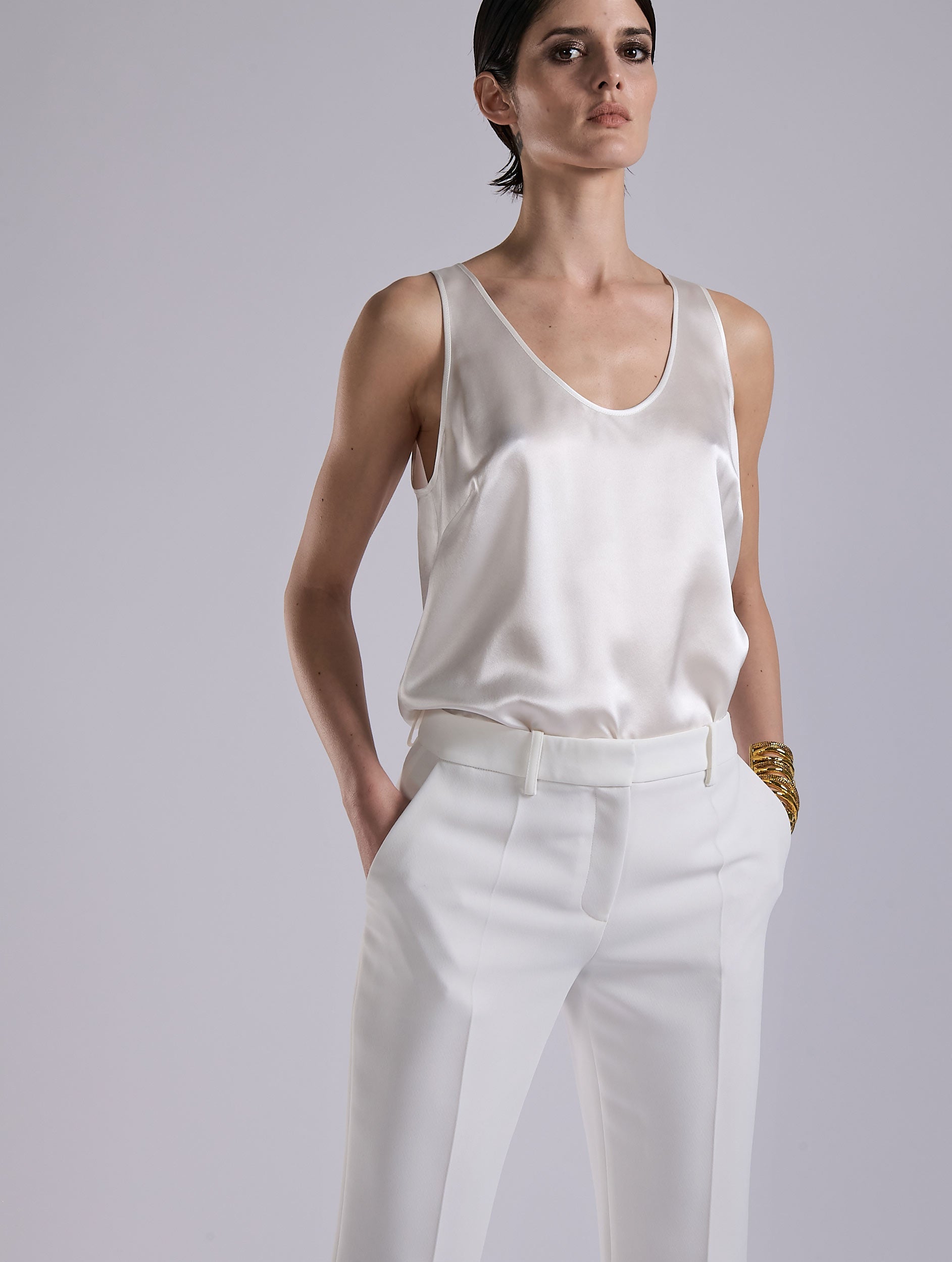 Women ready-to-wear Ivory silk satin tank top Barbara Bui
