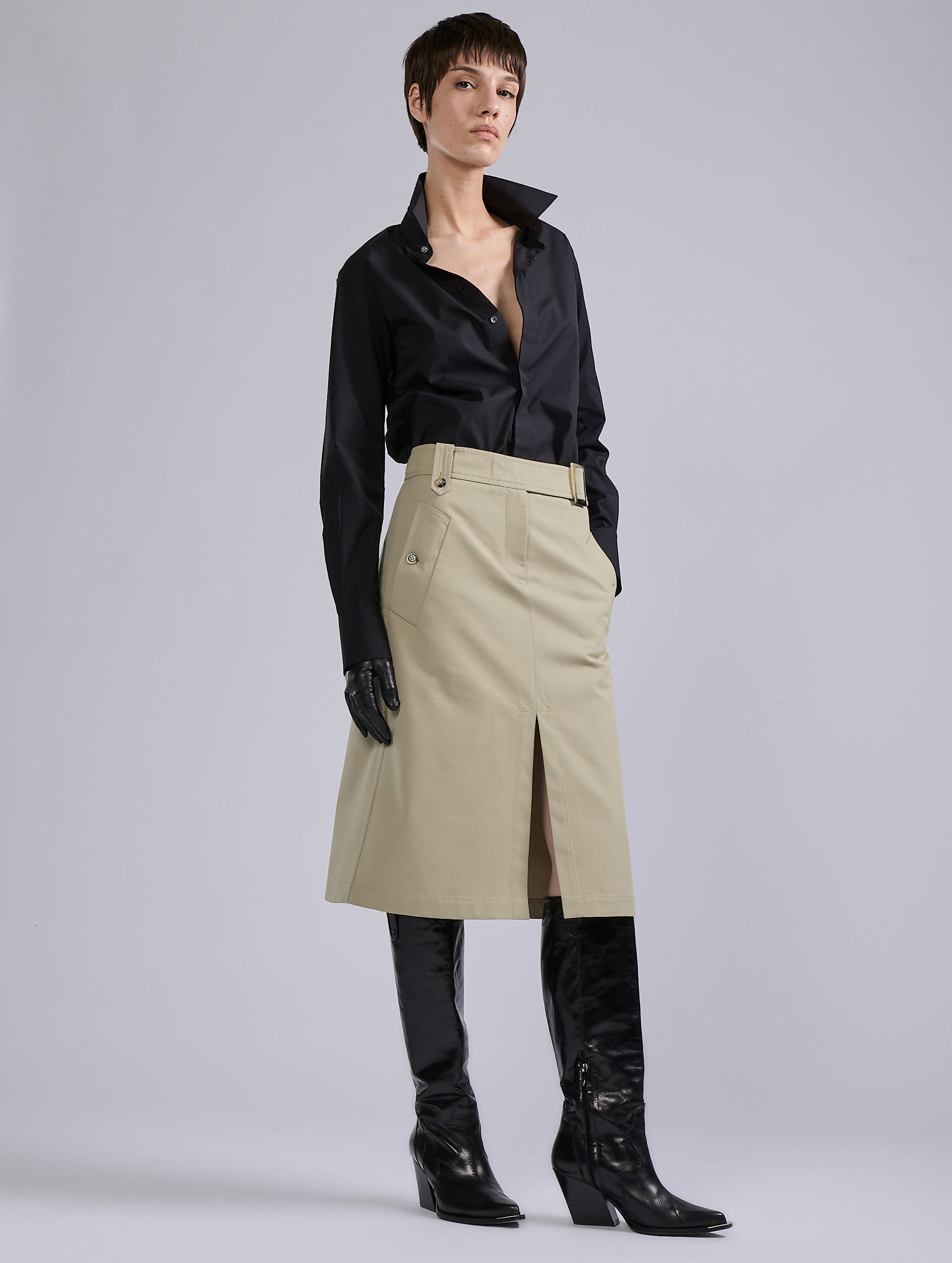 Jupe été Droite En Gabardine De Coton Beige CAROLL - Taille 44 - Occasion En Parfait état