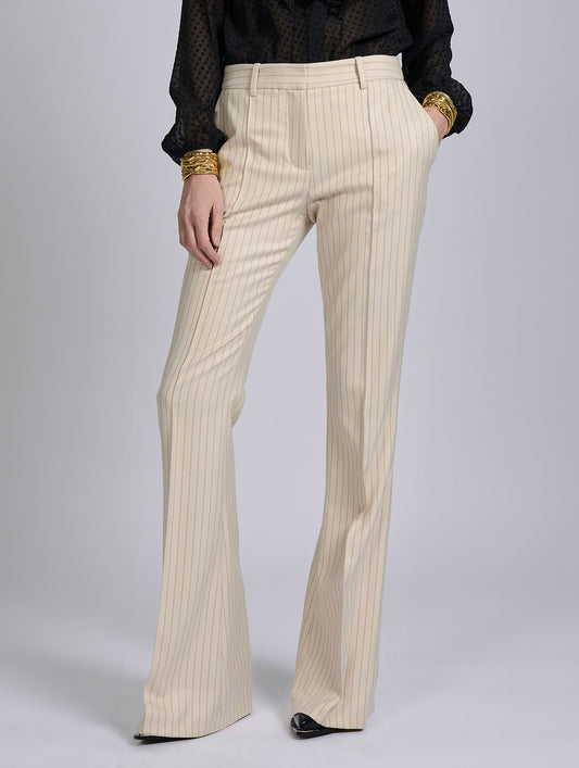 Pantalon bootleg à rayures tennis crème et cuivre