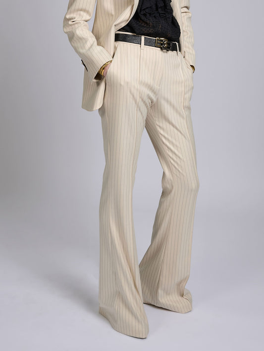Pantalon bootleg à rayures tennis crème et cuivre