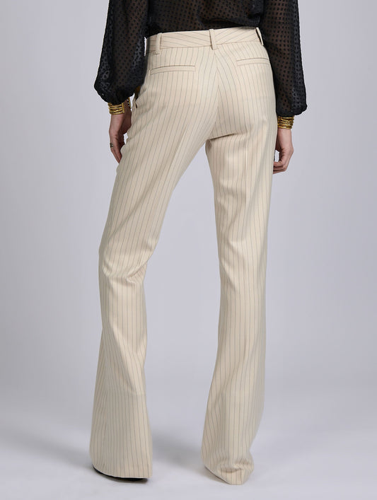 Pantalon bootleg à rayures tennis crème et cuivre
