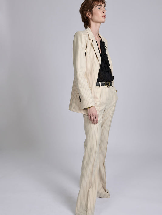 Pantalon bootleg à rayures tennis crème et cuivre