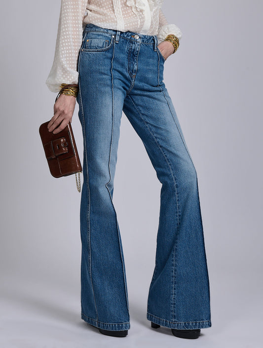 Jean bootleg en denim bleu