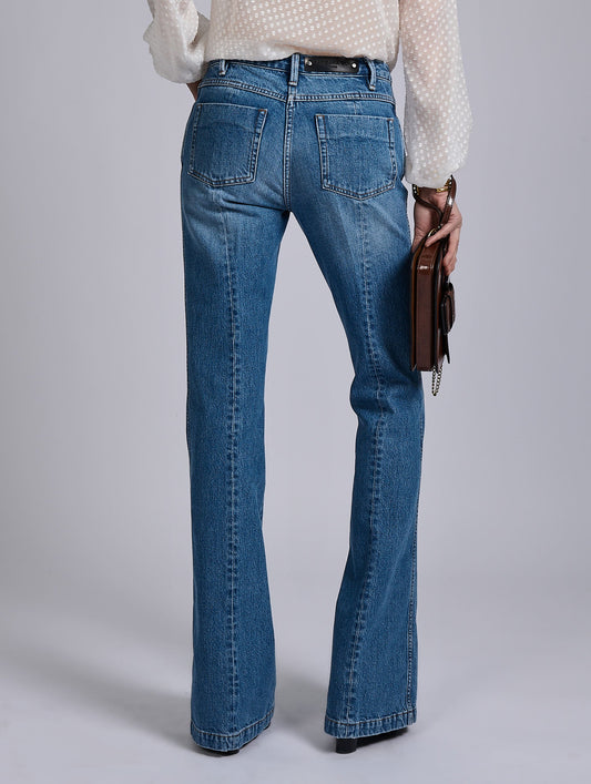 Jean bootleg en denim bleu