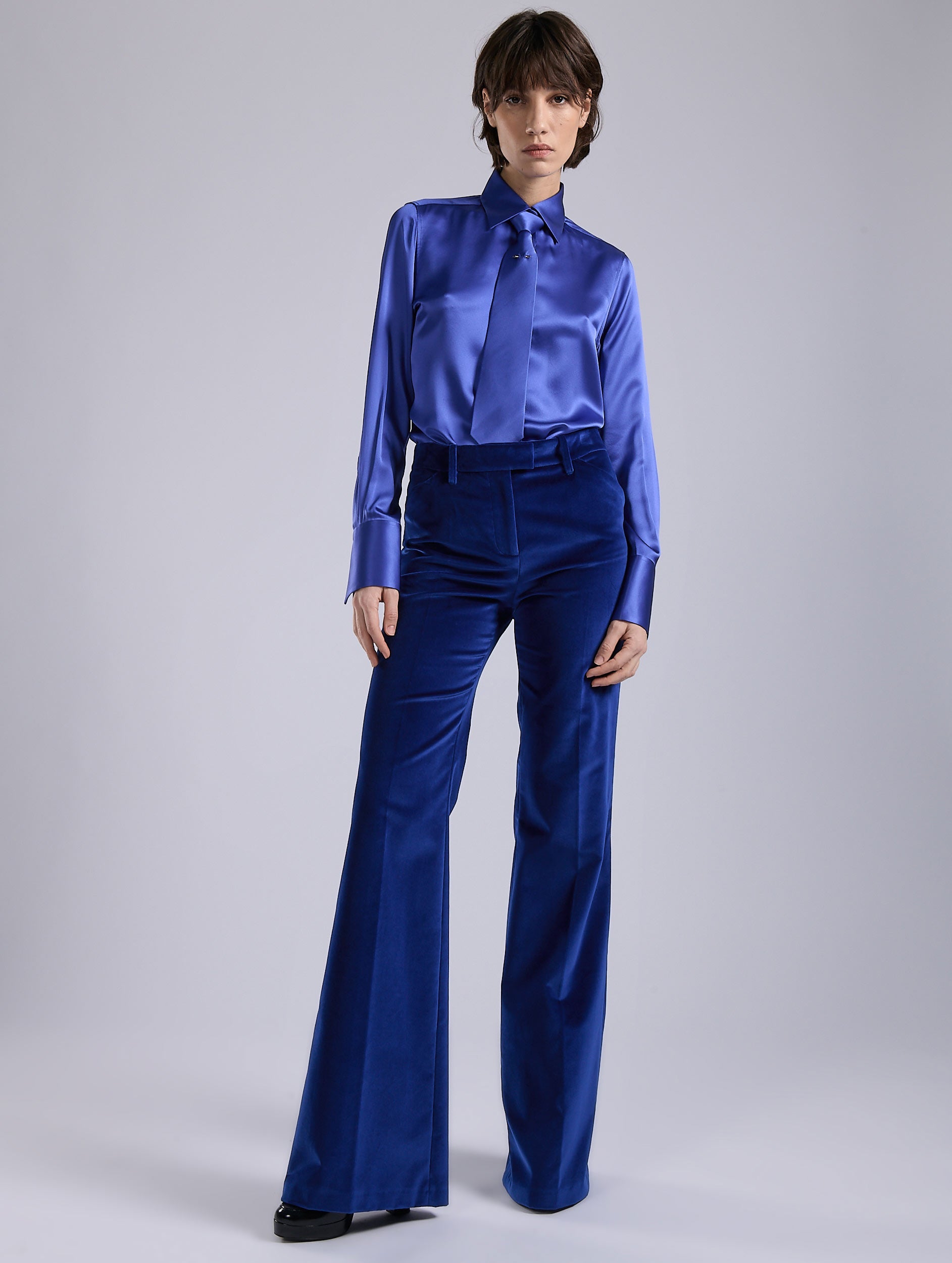 Women ready-to-wear Blue velvet flare trousers Barbara Bui