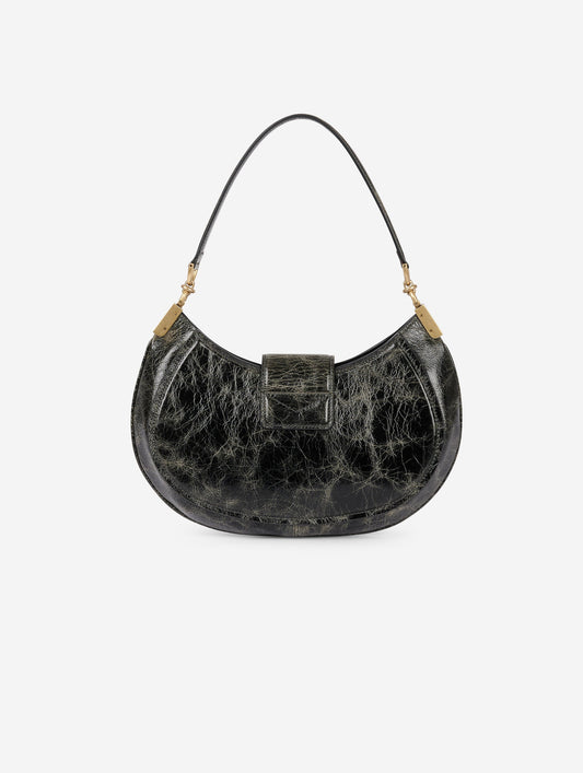 Sac "Kiss Me" en cuir verni gris