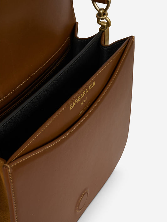 Sac "Touch Me" en daim et cuir caramel