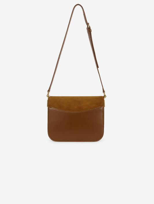 Sac "Touch Me" en daim et cuir caramel