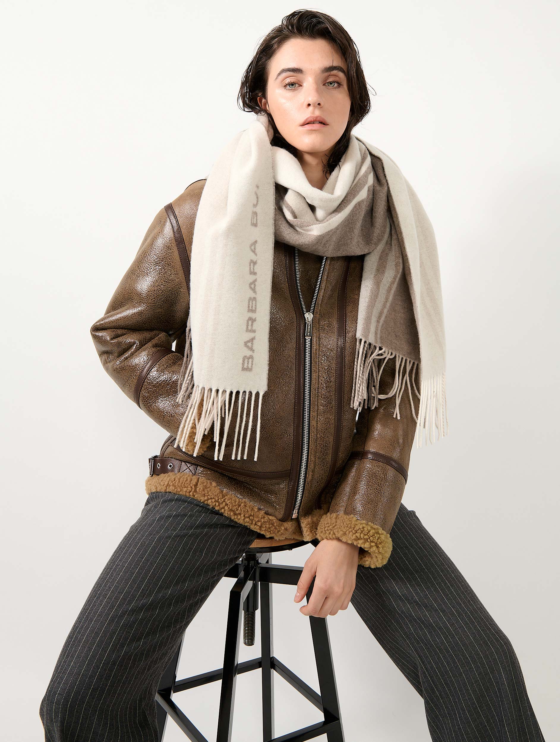 Women Accessories Beige wool and cashmere scarf Barbara Bui