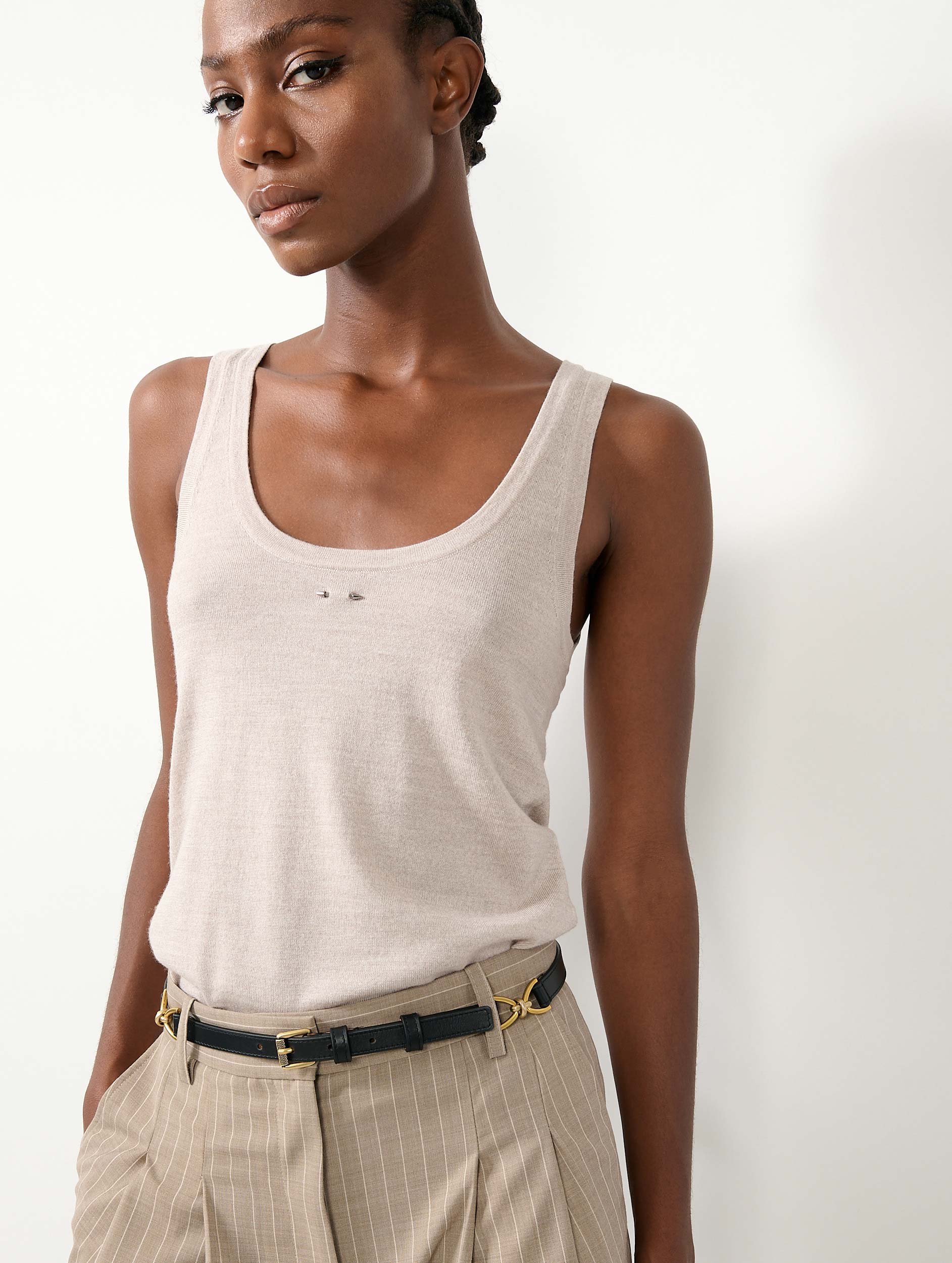 user_4493845a　　　　　　BUI de Barbara Bui Women Ready-to-Wear | Sand extra-fine wool and silk tank top