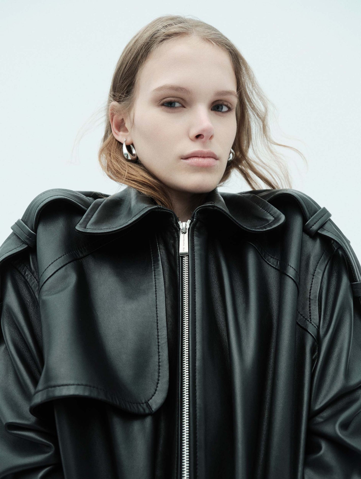 Blouson en cuir d'agneau noir