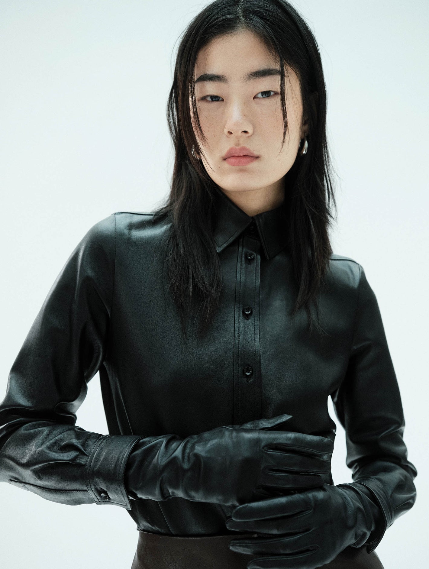 Chemise en cuir noir