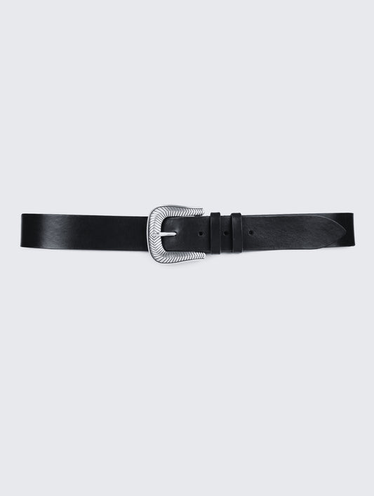 Ceinture moyenne en cuir noir