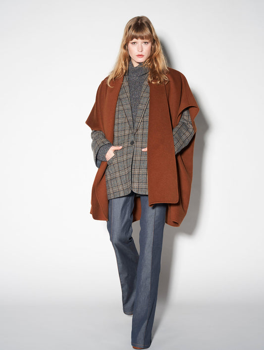 Fawn double-faced wool cape