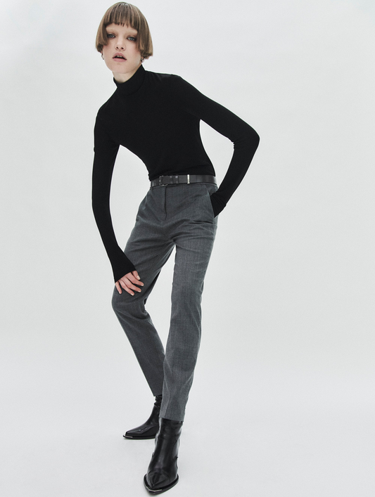 Roxy grey wool gabardine suit trousers