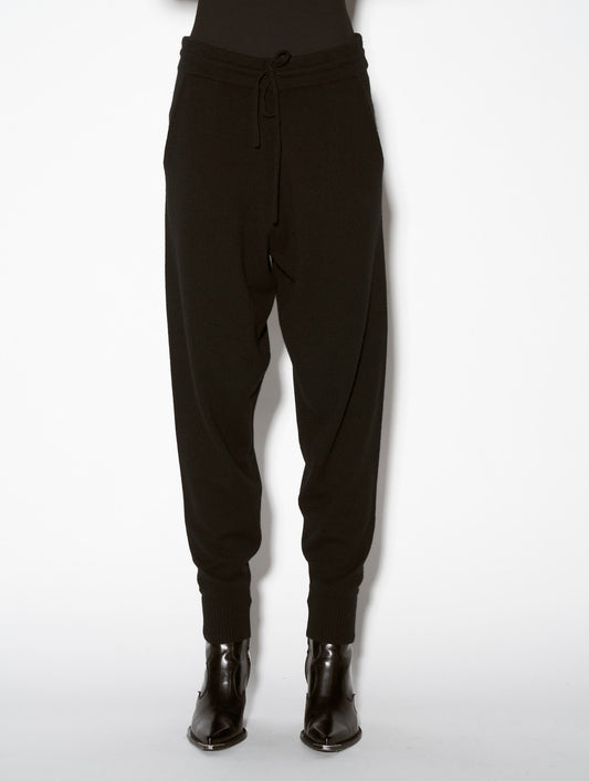 Black cashmere and wool joggers