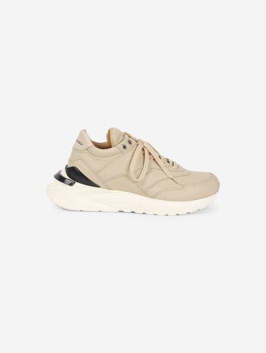 beige grained leather sneakers