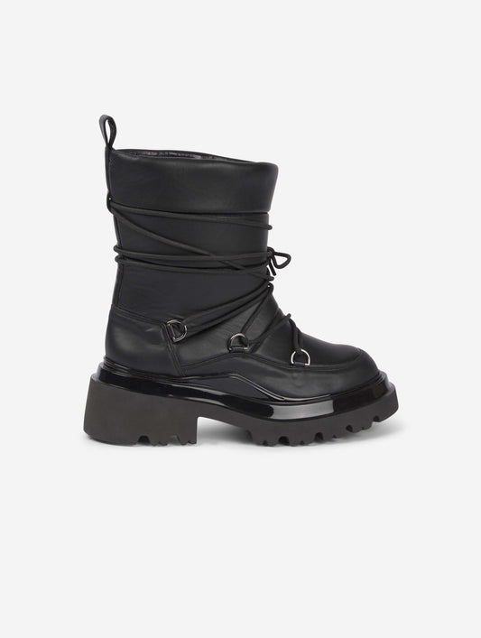 short black padded vegan leather boots