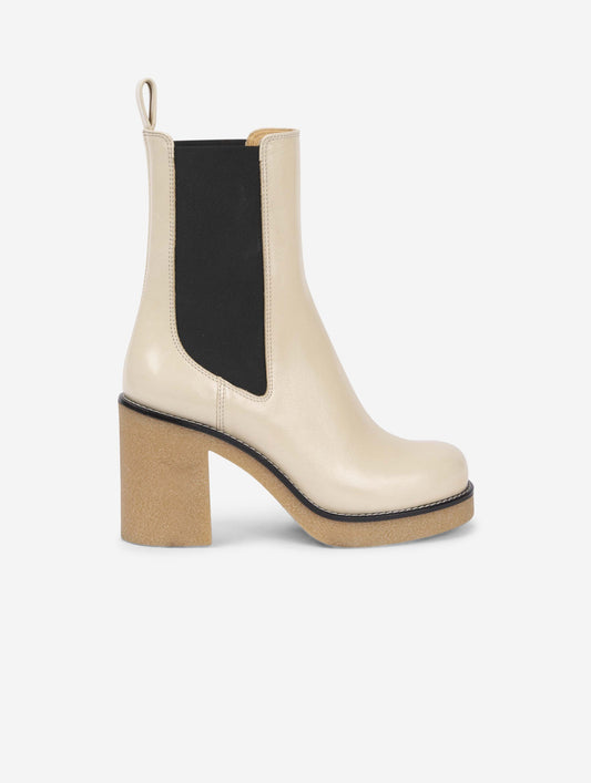ivory patent leather elasticated boots