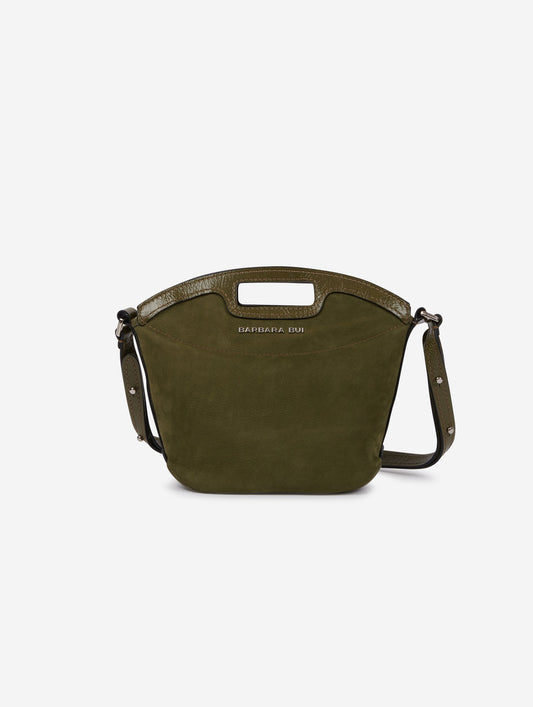 olive nubuck and patent leather sunset bag 