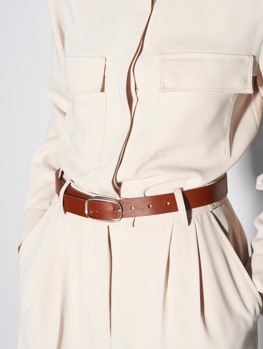 medium cognac leather belt