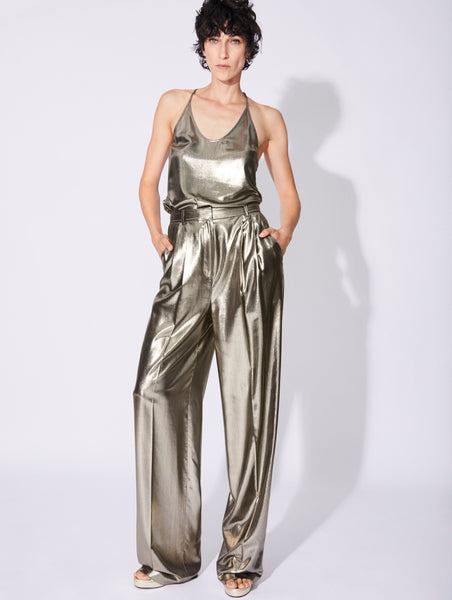 Women Ready-to-Wear | Gold lamé wide leg pleated trousers | Barbara Bui  Official Online Store