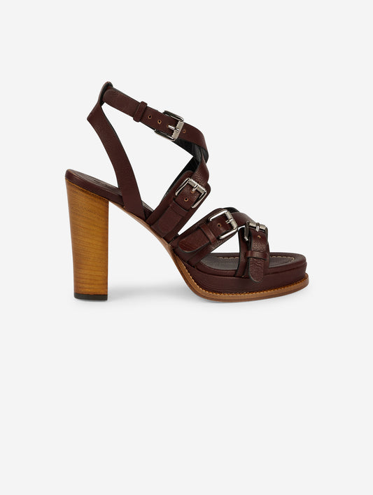 Chocolate leather platform sandals