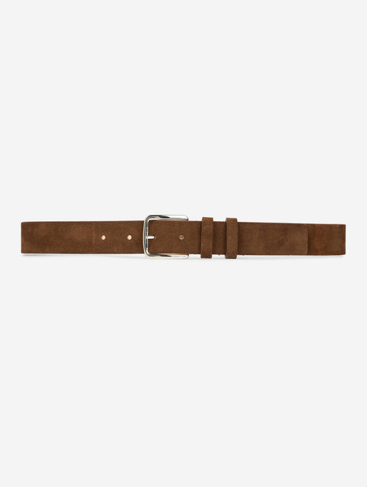 Medium chocolate suede leather belt