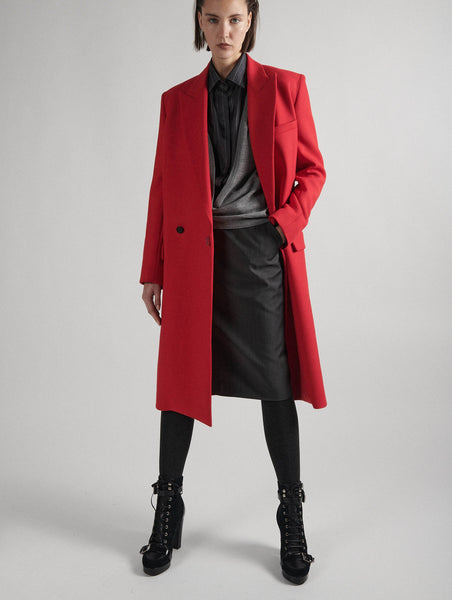 Women Ready-to-wear | Red double gabardine overcoat | Barbara Bui