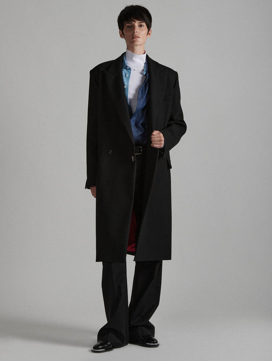 Manteau pardessus en gabardine double noir