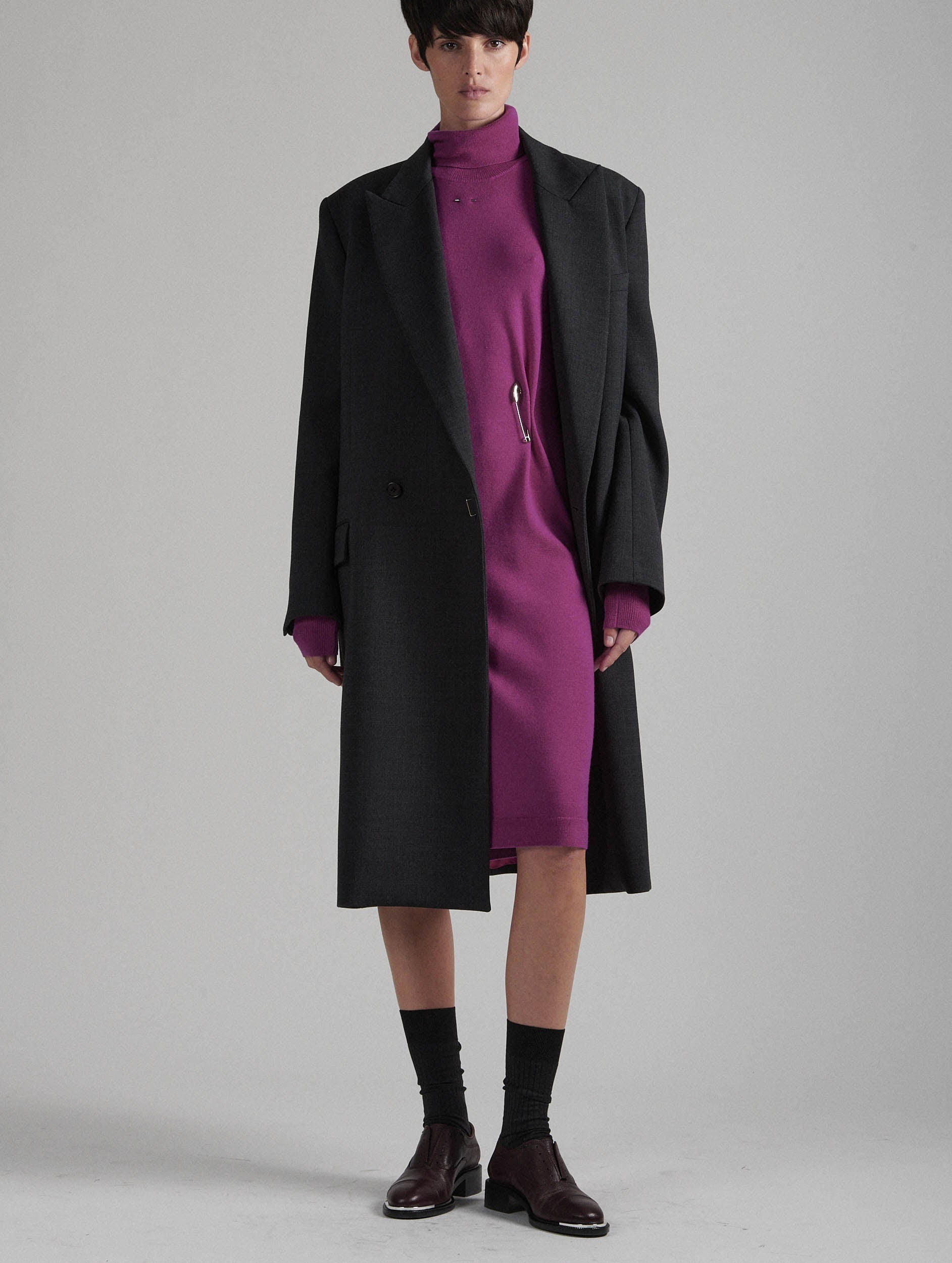 Women Ready to wear Grey double gabardine overcoat Barbara Bui Official Online Store