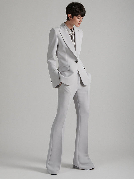 Slim-fit suit jacket in pearl grey crepe