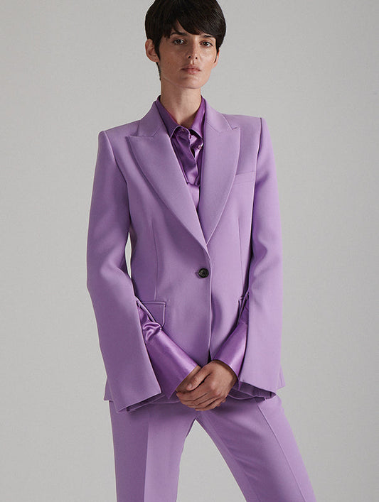 Slim-fit suit jacket in lilac crepe