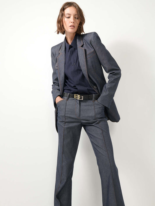 Suit jacket in washed denim