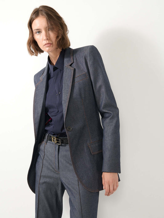 Suit jacket in washed denim