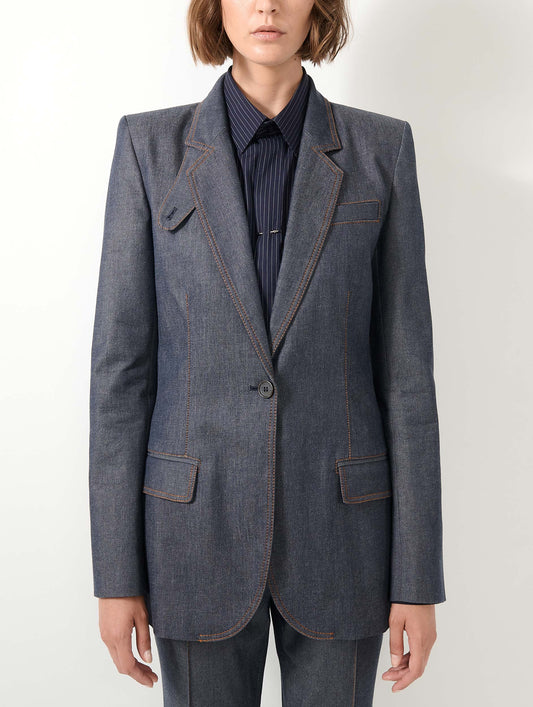 Suit jacket in washed denim