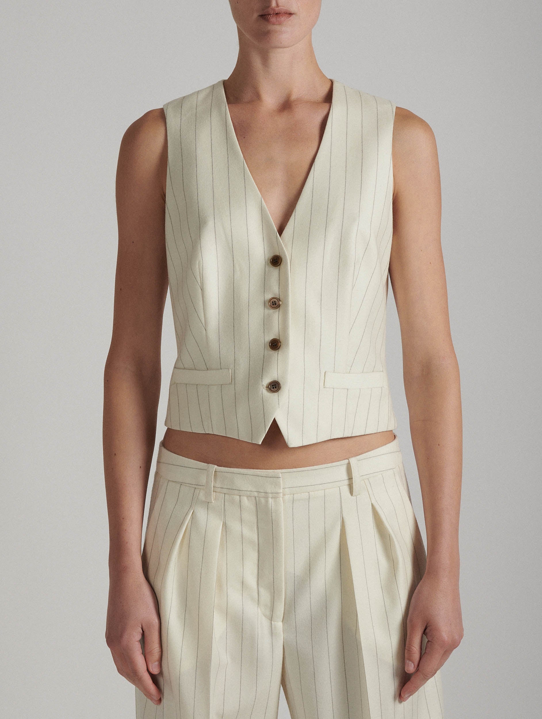 Women Ready-to-wear | Pinstriped flannel suit vest | Barbara