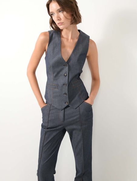 トップス Bibiy DONNA RIBBON VEST Pinstripe Vest | Blouse | Donna Karan