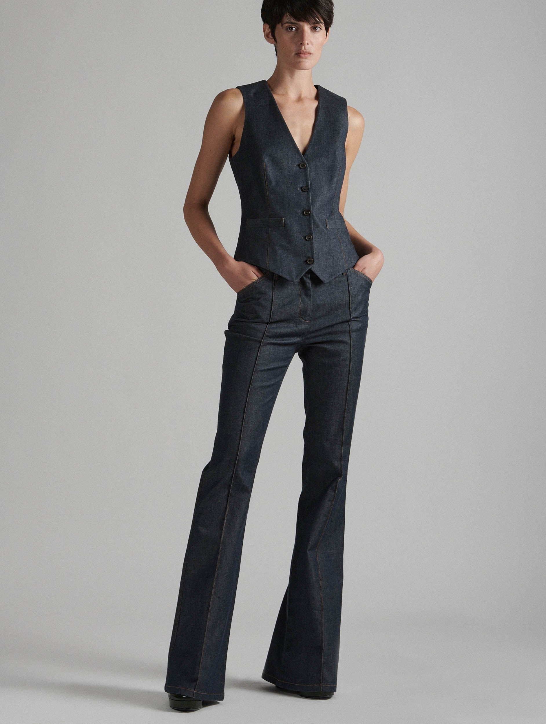 Haut Tunique Femme Denim & Co. - Taille L, Bleu, Manches 3/4, Neuf Sans étiquettes