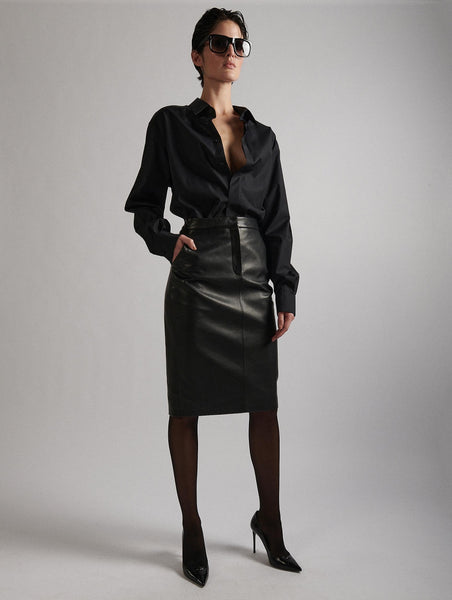 Black leather pencil skirt youth hotsell