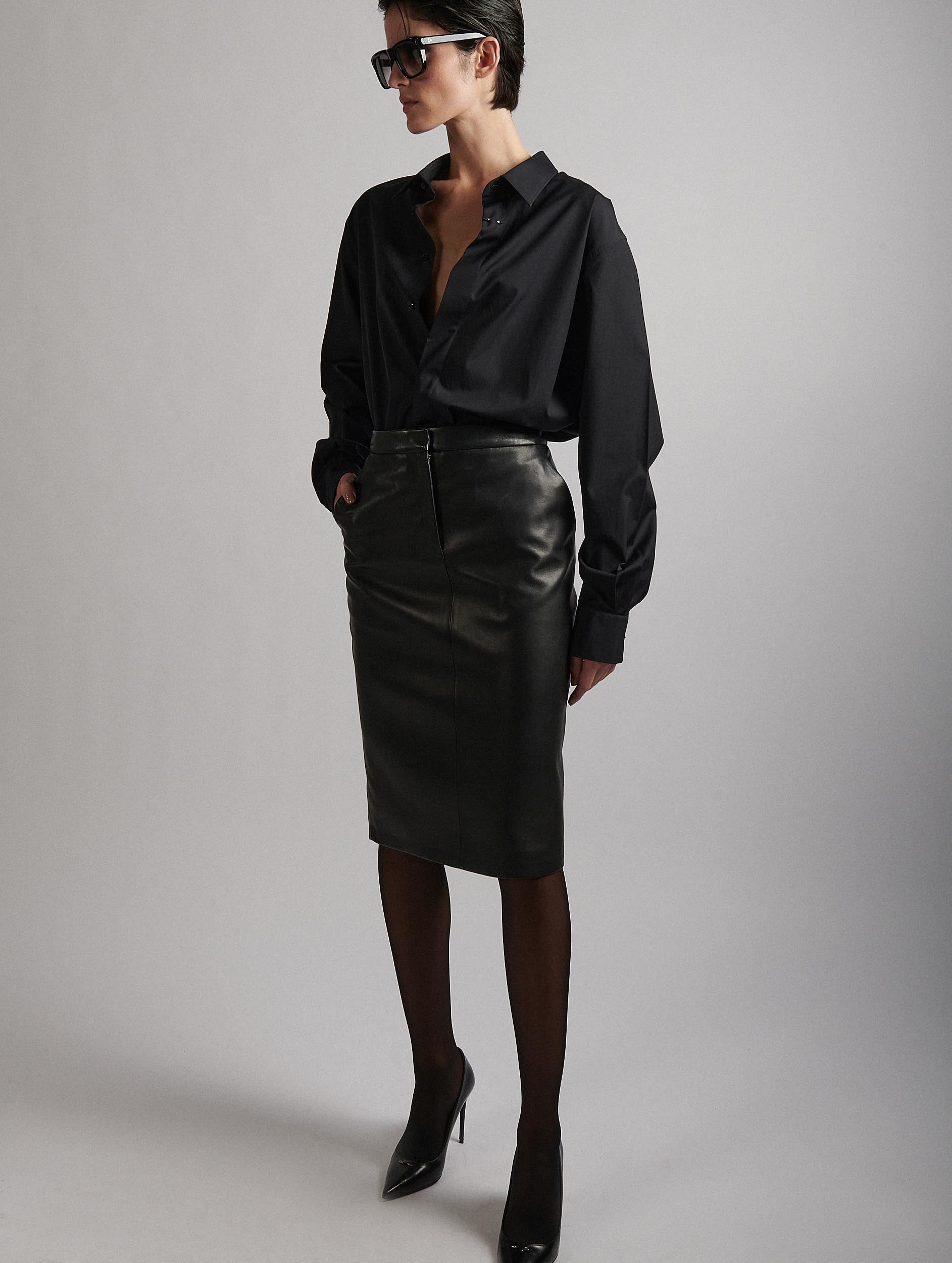 Women Ready to wear Black leather pencil skirt Barbara Bui Official Online Store