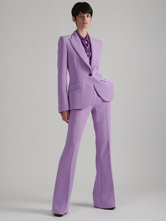 Flared trousers in lilac crepe